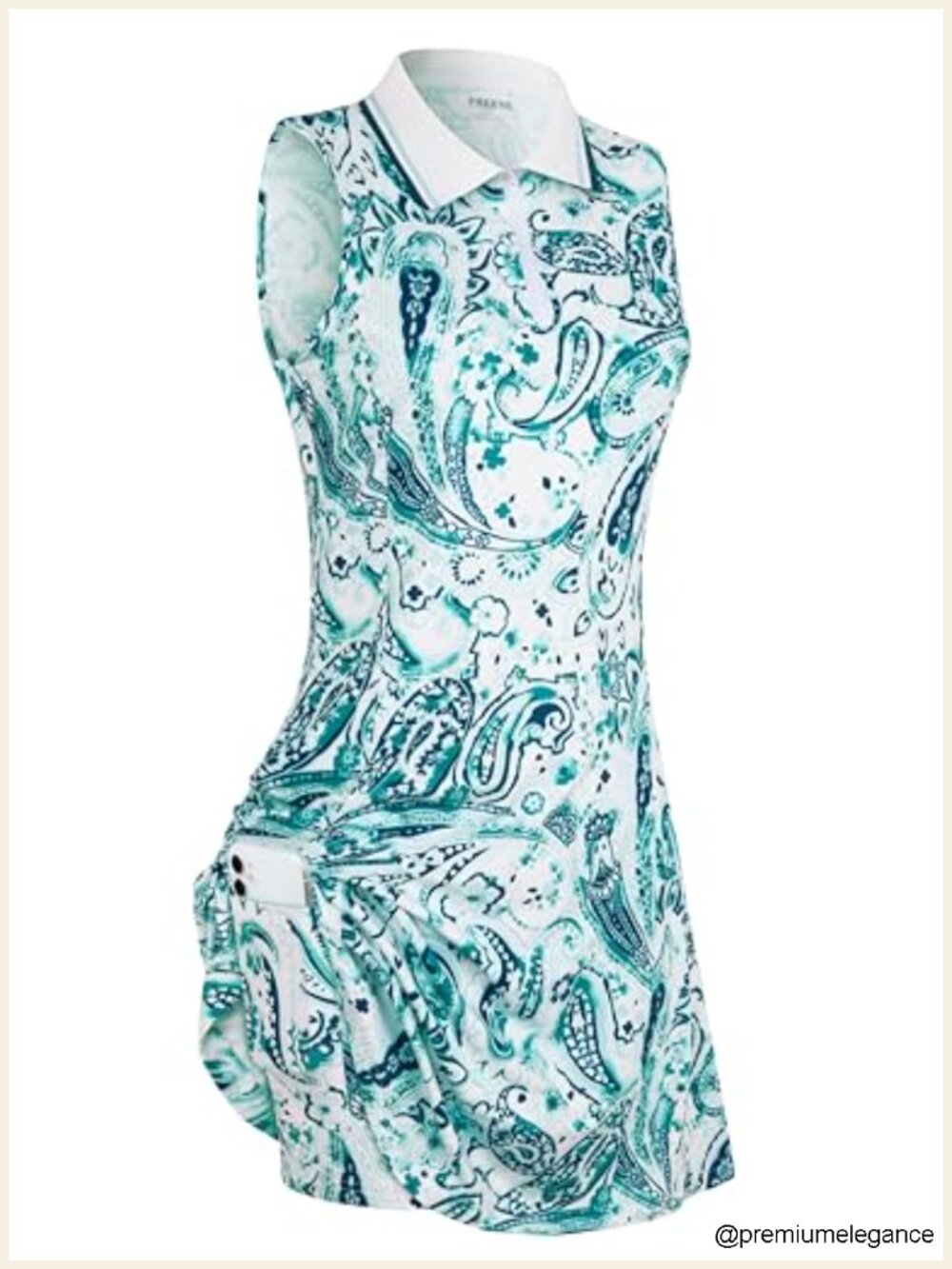 Sleeveless Golf Tennis Dress with Inner Shorts & Pockets for Workout